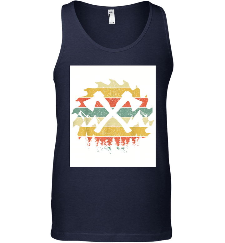 Vintage Axe Throwing Retro Outdoor Crossed Axes Saw Blade T Shirt Tank Top