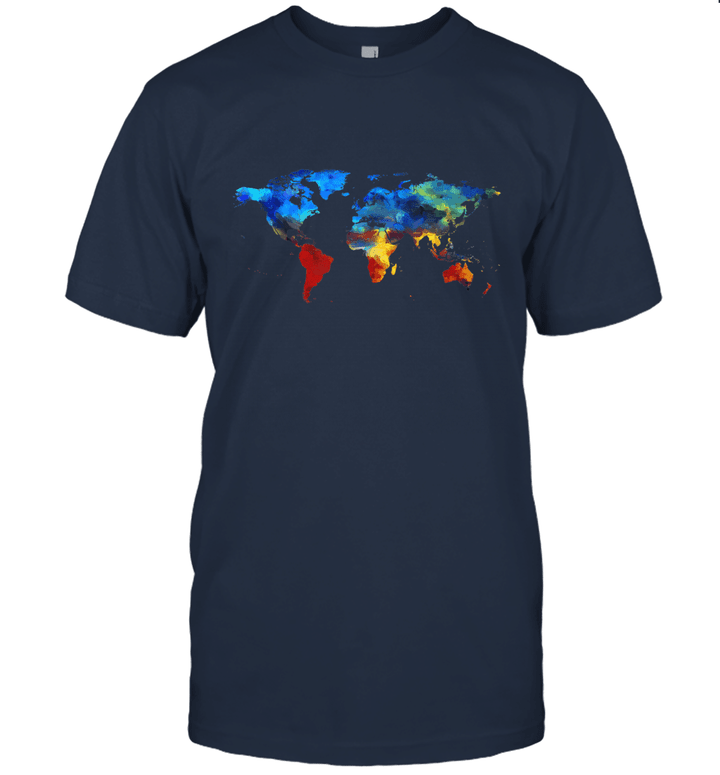 Watercolor World Map T Shirt for People Who Love the World Unisex T-Shirt