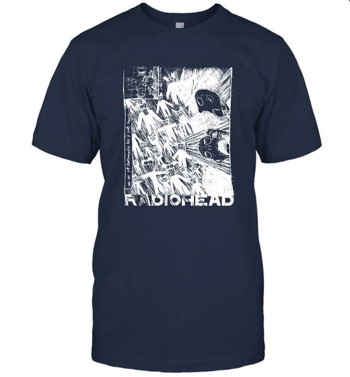 W.A.S.T.E. Adult Radiohead Scribble on Ivory áo đen Unisex T-Shirt