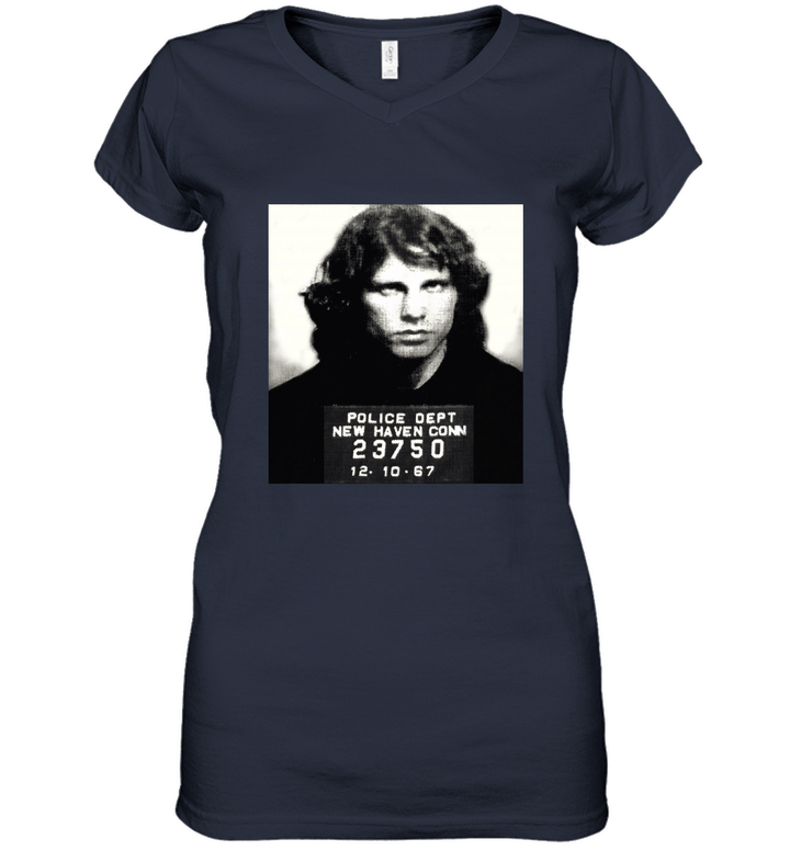 Vtg. Jim Morrison Mugshot Women V-Neck