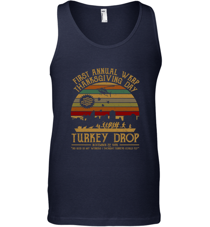 Vintage Turkey Thanksgiving Day Wkrp Turkey Drop Tank Top