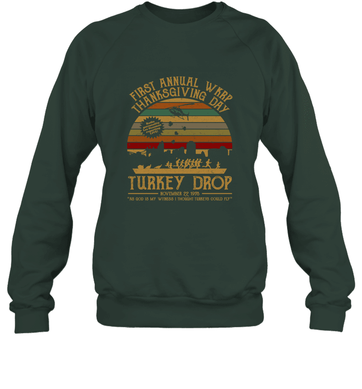 Vintage Turkey Thanksgiving Day Wkrp Turkey Drop Unisex Crewneck Sweatshirt