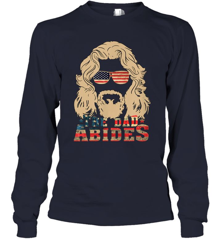 Vintage The Dad Abides V2 America Shirt Funny 4th Of July Big Lebowski T shirt The Dude Abides Jeffrey Men Father's Day Gift Youth Long Sleeve