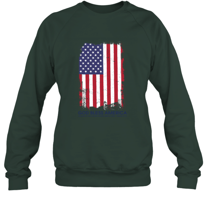 Christian God Bless America Blessed is the Nation Whose God is Lord Tattered American Flag Psalm Unisex Crewneck Sweatshirt