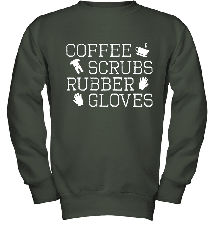 Coffee Scrubs And Rubber Gloves Parody Youth Crewneck Sweatshirt