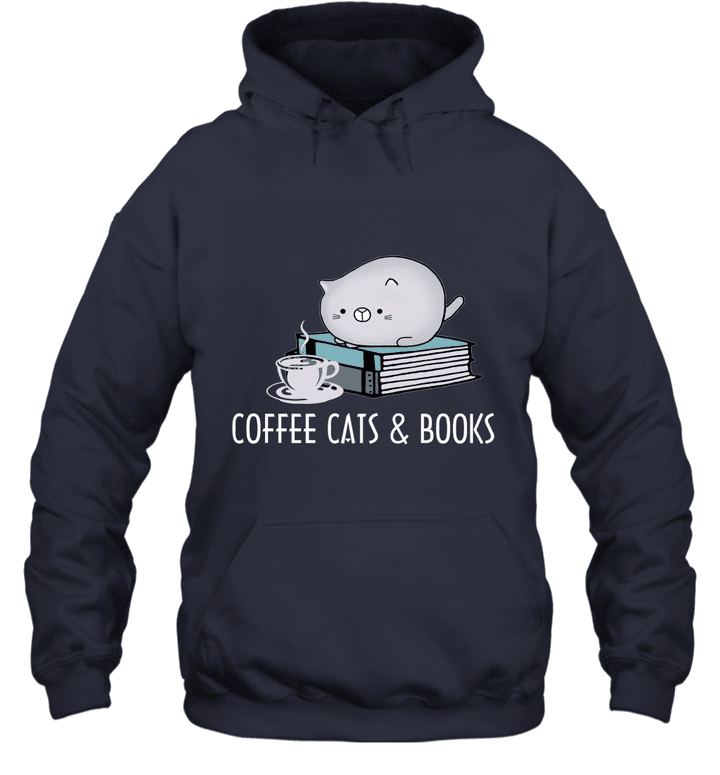 Coffee, Cat, Book Shirt, Cute Bookworm Gift Unisex Hoodie