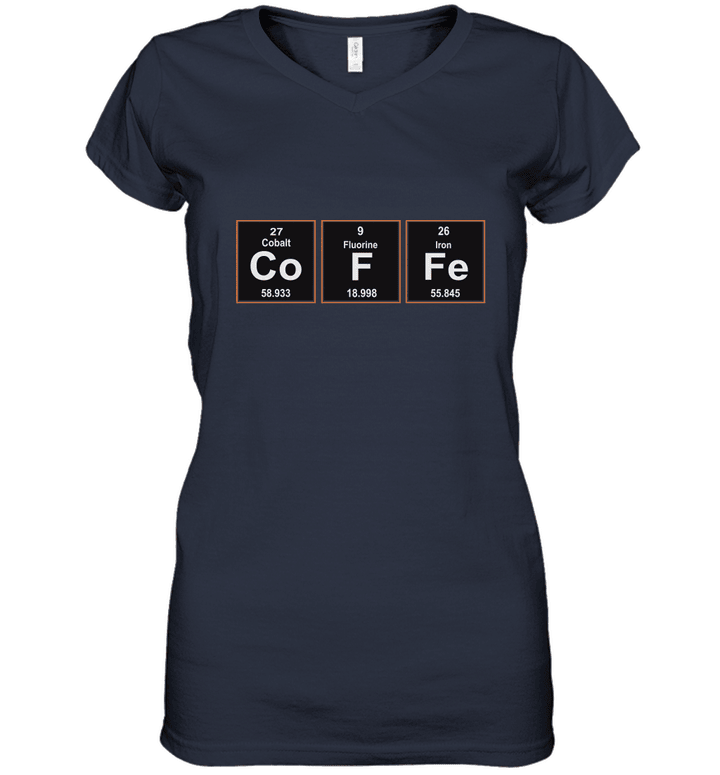 Coffee Periodic Table Science Funny Women V-Neck