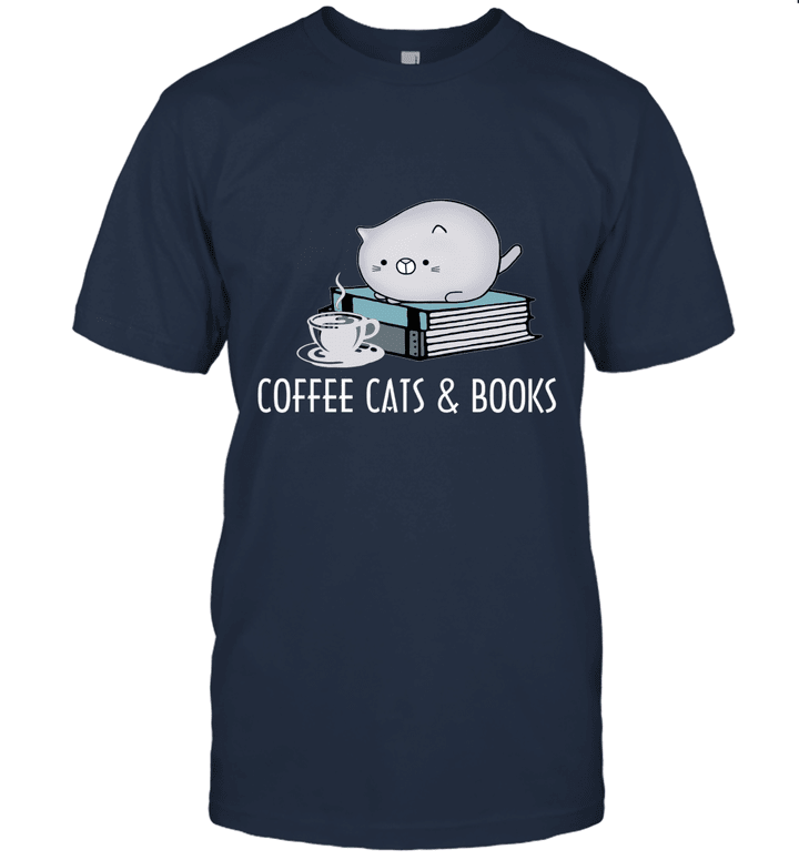 Coffee, Cat, Book Shirt, Cute Bookworm Gift Unisex T-Shirt