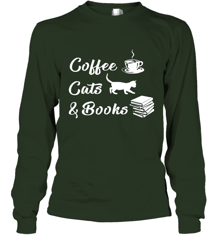 Coffee, Cat and Book Unisex Long Sleeve