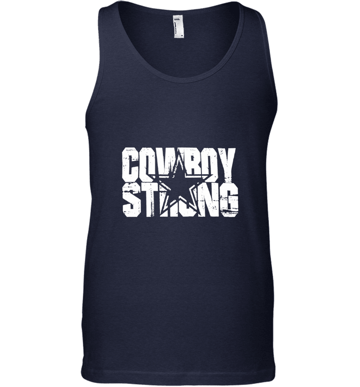 Dallas Cowboys Cowboy Strong Distressed Fan Shirt Athletic Gray or Navy Tank Top