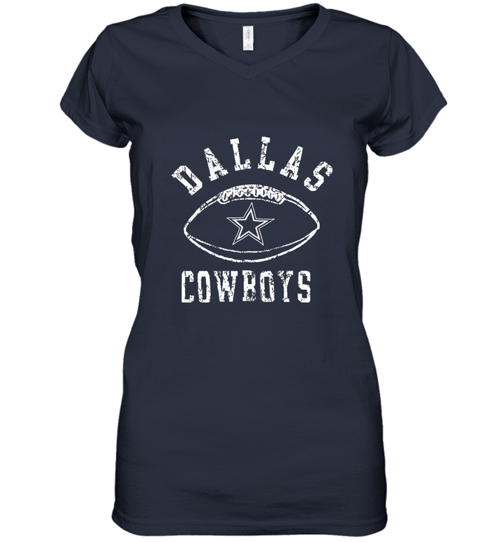 DALLAS COWBOYS Sweatshirt Crewneck Big Logo Jumper Pullover NFL Sportwear Women V-Neck