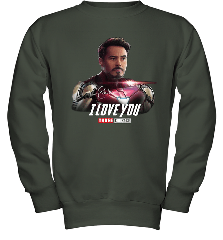 Daddy, I Love You 3000 Times Tony Stark Avengerss Endgame Youth Crewneck Sweatshirt