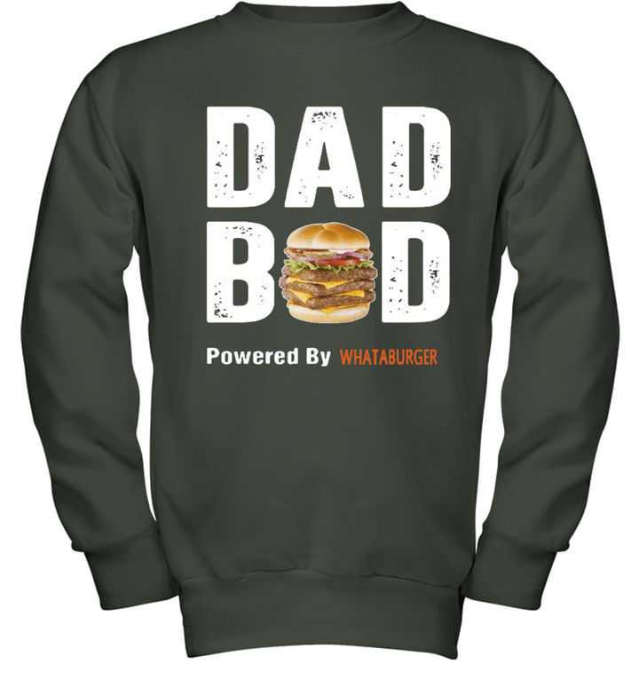 Dad Bob Powered by a Burger Youth Crewneck Sweatshirt