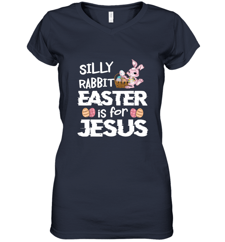Cute Silly Rabbit Easter Is for Jesus Christians Women V-Neck