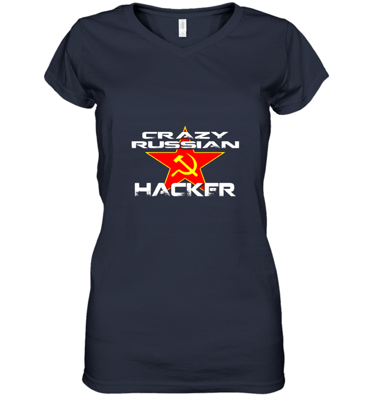 Crazy Russian Hacker Women V-Neck