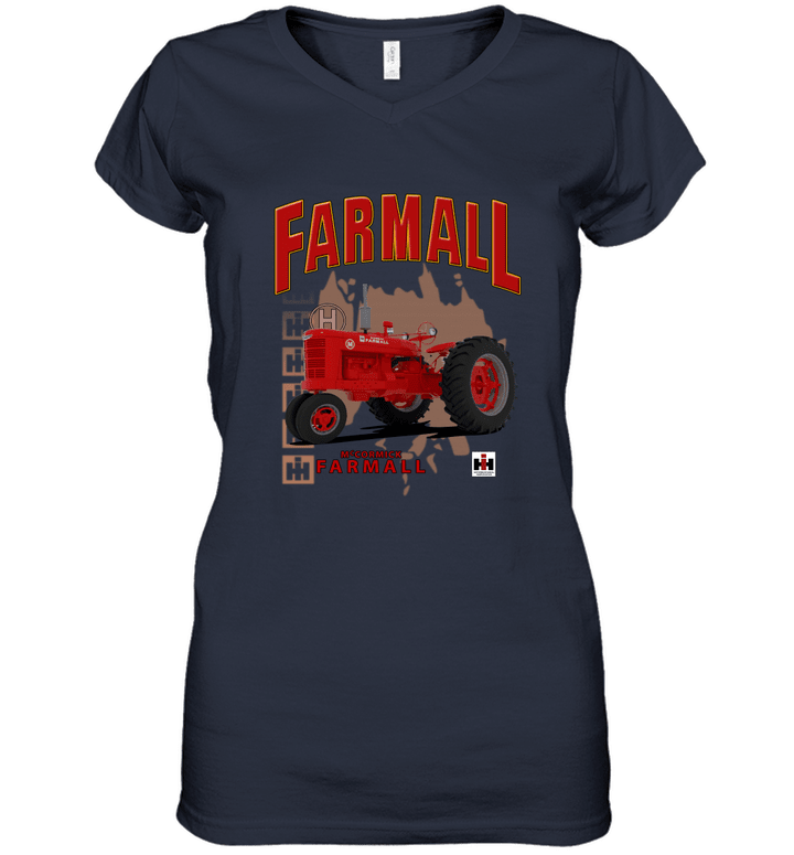 Country Casuals Farmall H Tractor  Adult Short Sleeve Tee Women V-Neck
