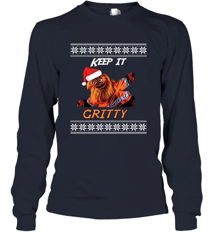 Cool Keep It Gritty Philly Flyers funny Christmas T Shirt Youth Long Sleeve