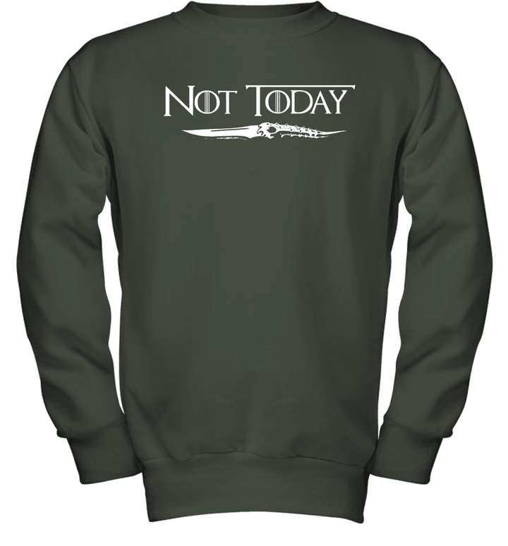 Cool Not Today Arya Stark Game of Thrones GOT Long Sleeve Canvas T Shirt for Women Men Fans Gift White Youth Crewneck Sweatshirt