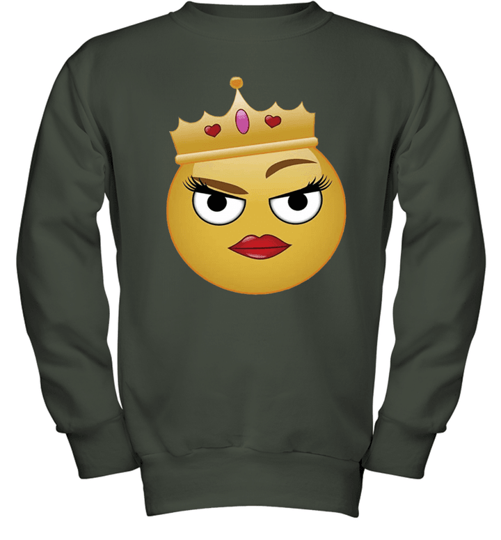 Cool And Sassy Funny Flirting Queen Emoji Youth Crewneck Sweatshirt