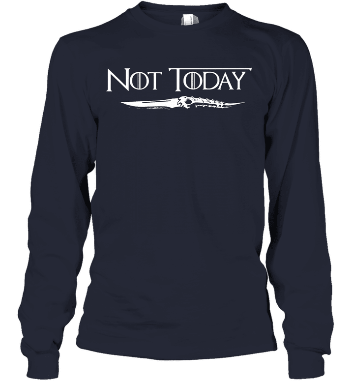 Cool Not Today Arya Stark Game of Thrones GOT Long Sleeve Canvas T Shirt for Women Men Fans Gift White Youth Long Sleeve