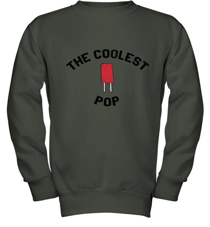 Coolest Pop Funny Best Dad Ever Cool Popsicle Youth Crewneck Sweatshirt