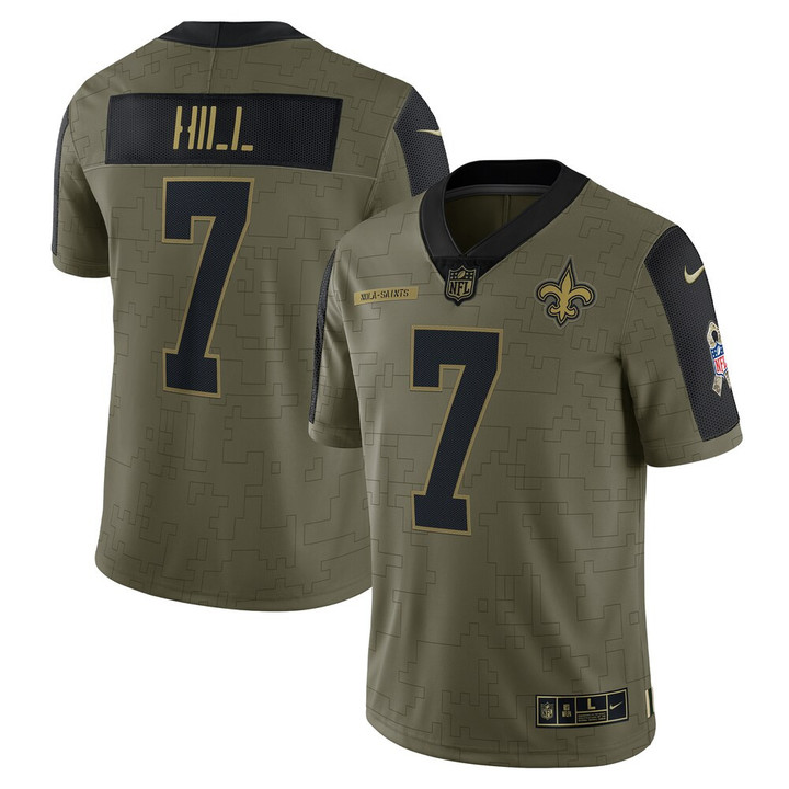 Men's New Orleans Saints Taysom Hill Nike Olive 2021 Salute To Service Limited Player Jersey