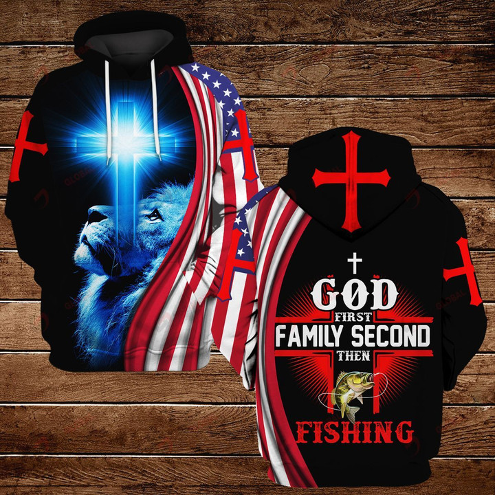 God first family second then fishing ALL OVER PRINTED SHIRTS