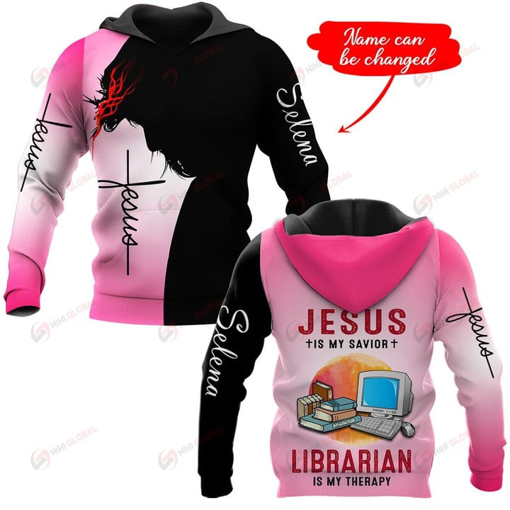 Jesus is my savior Librarian is my therapy personalized name ALL OVER PRINTED SHIRTS