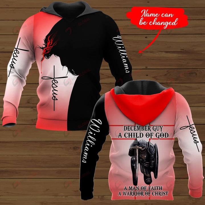 December Guy A child of God A man of Faith A warrior of Christ personalized ALL OVER PRINTED SHIRTS