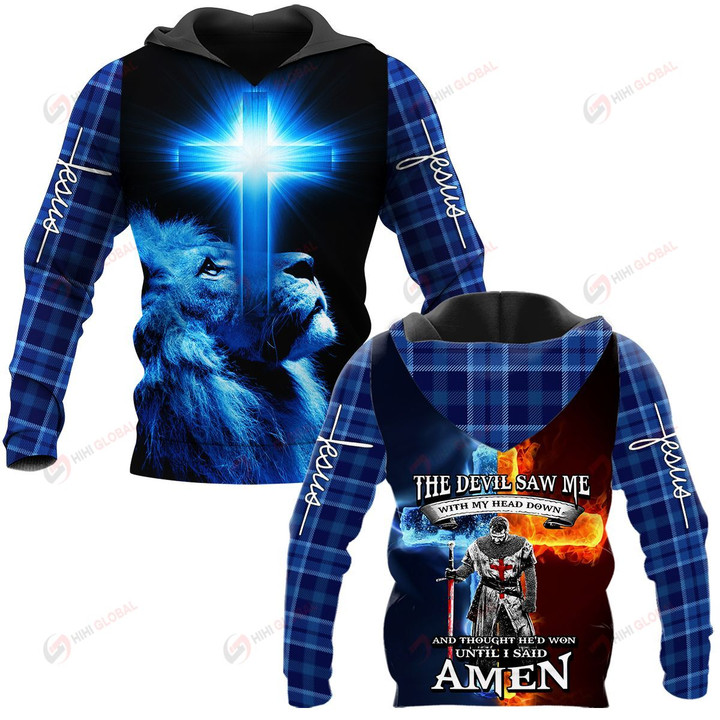 The devil saw me with my head down and thought he'd won until I said Amen ALL OVER PRINTED SHIRTS PLAID HOODIE