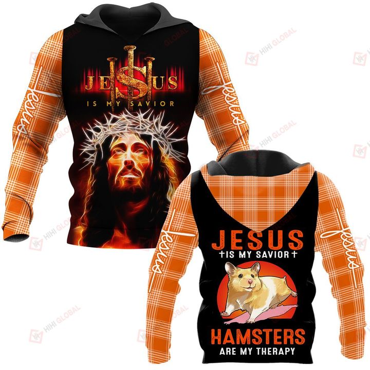 Jesus is my savior Hamsters are my therapy ALL OVER PRINTED SHIRTS PLAID HOODIE