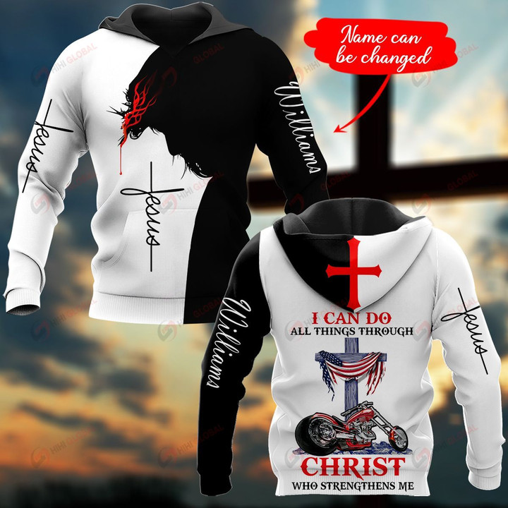 Biker I can do all things through Christ Personalized name ALL OVER PRINTED SHIRTS 21102012