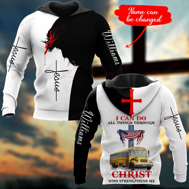 Bus driver I can do all things through Christ Personalized name ALL OVER PRINTED SHIRTS 21102014