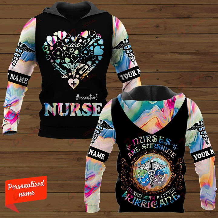 #essential Nurse Are Sunshine mixed with a little Hurricane Personalized ALL OVER PRINTED SHIRTS