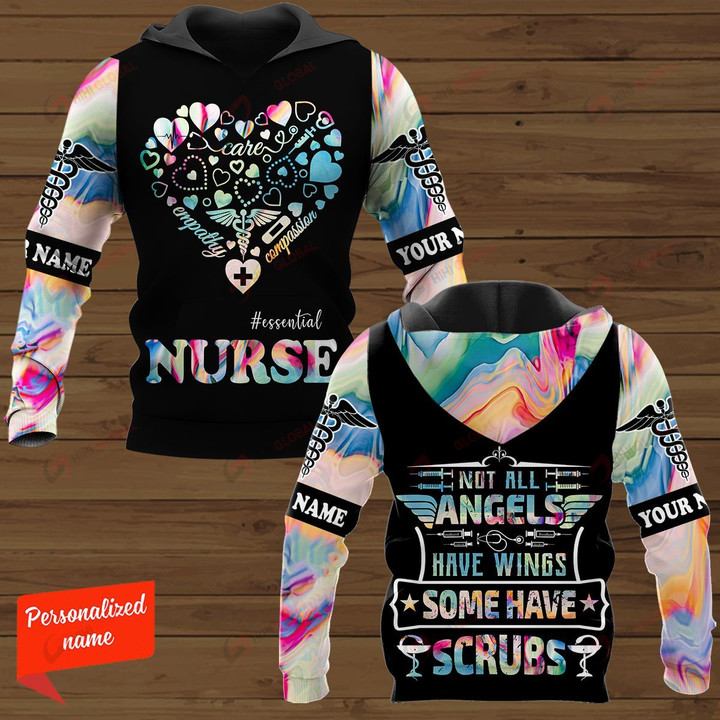 #essential Nurse Not All Angels have Wings some have Scrubs Personalized ALL OVER PRINTED SHIRTS