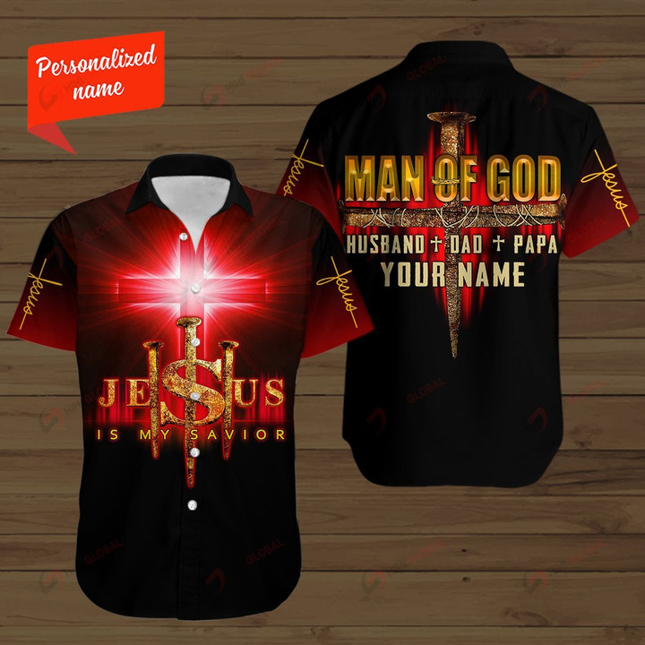 Jesus is my savior Man of God Husband Dad Papa Personalized ALL OVER PRINTED SHIRTS