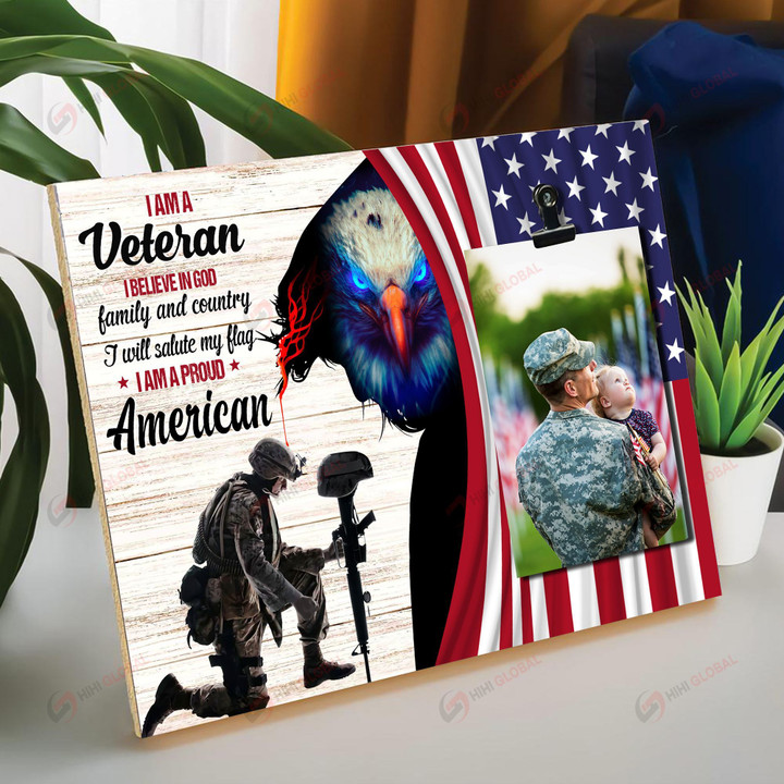I am A Veteran I Believe in God Family  3d Photo Clip Frame ALL OVER PRINTED