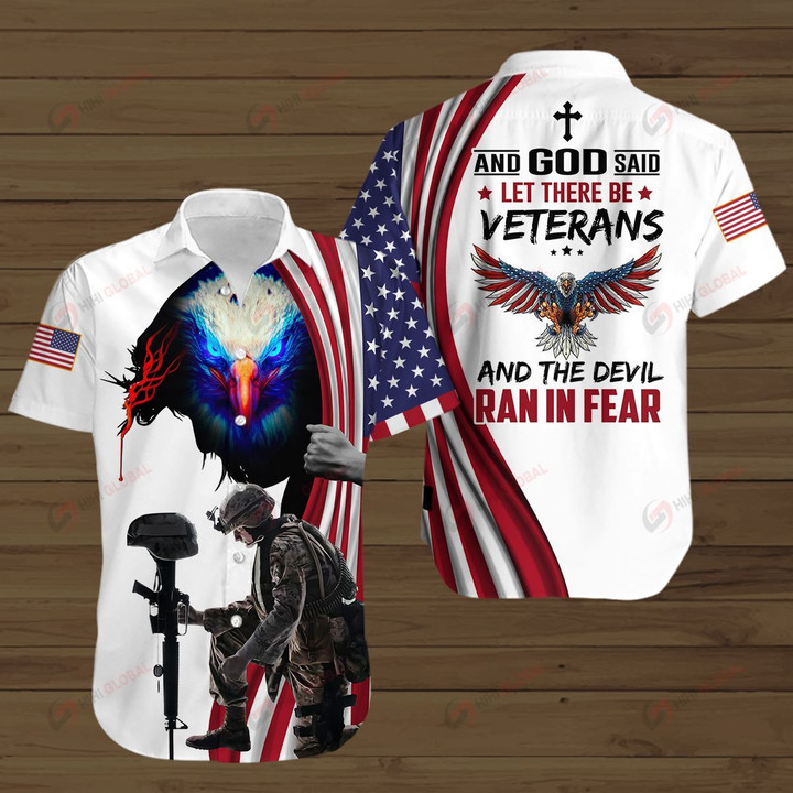 AND GOD SAID LET THERE BE VETERANS AND THE DEVIL RAN IN FEAR ALL OVER PRINTED SHIRTS