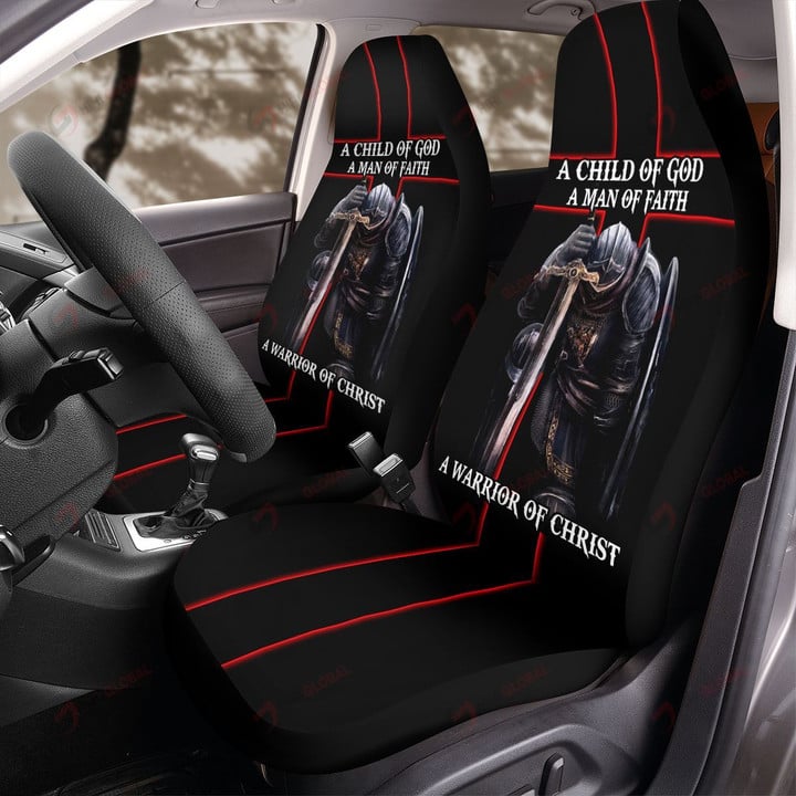 A Child Of God a Man of Faith A Warrior of Christ Front Car Seat Cover Set of 2 Covers ALL OVER PRINTED