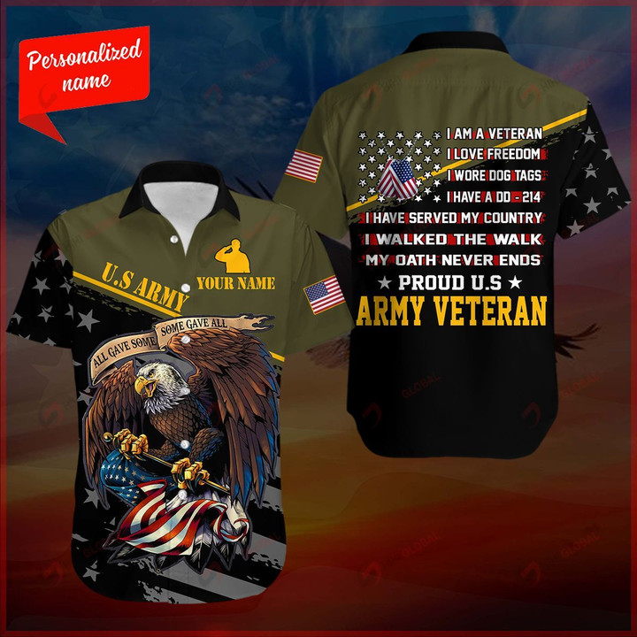 Proud US Army Veteran Personalized ALL OVER PRINTED SHIRTS