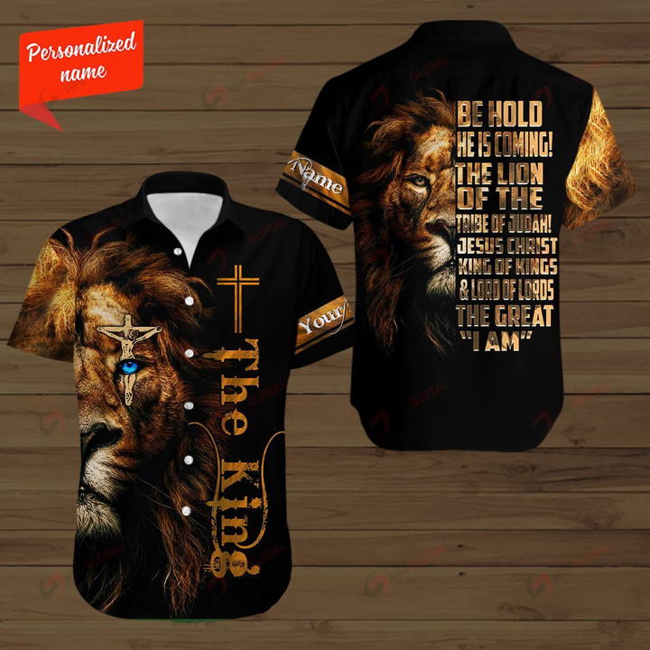 Be hold he is coming the Lion of the Tribe of Judah Jesus Christ King Personalized ALL OVER PRINTED SHIRTS