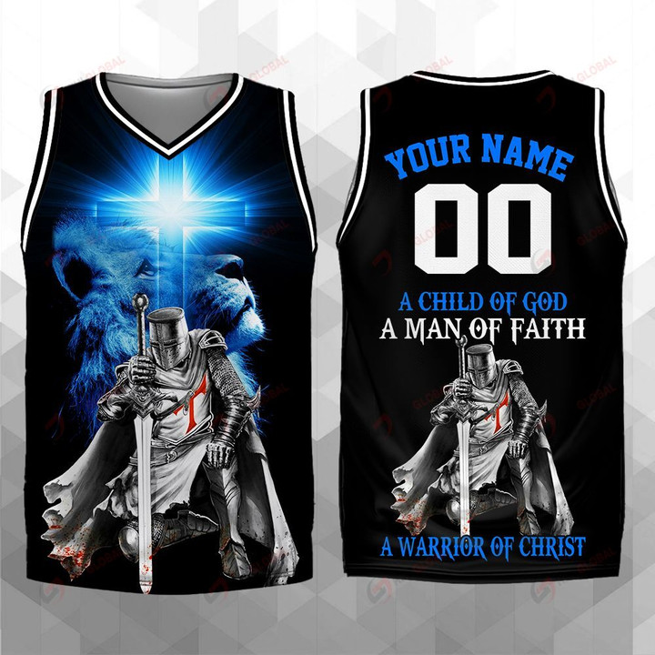 A Child of God a Man of Faith a Warrior of Christ  Personalized Basketball Jersey ALL OVER PRINTED SHIRTS