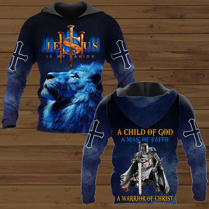 A CHILD OF GOD A MAN OF FAITH A WARRIOR OF CHRIST KNIGHT CHRISTIAN JESUS ALL OVER PRINTED SHIRTS


