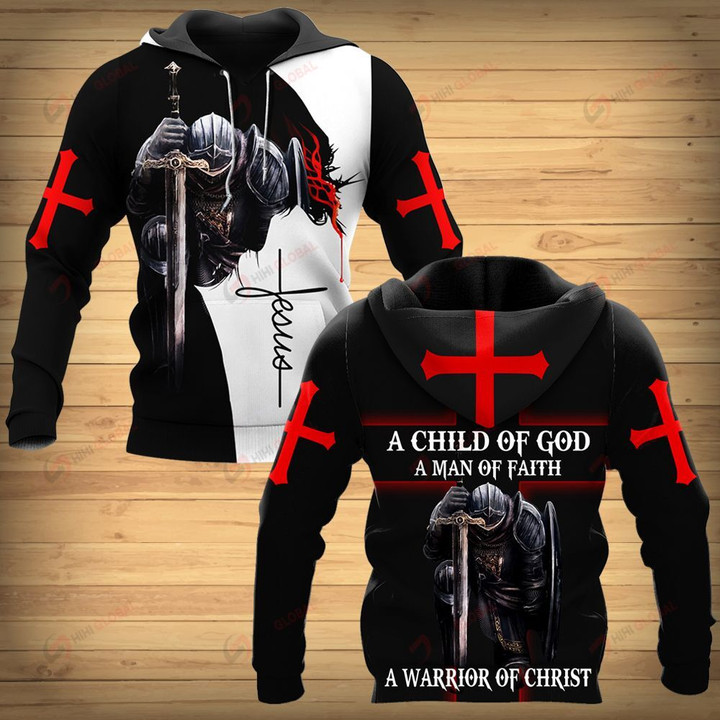 A CHILD OF GOD A MAN OF FAITH A WARRIOR OF CHRIST KNIGHT JESUS ALL OVER PRINTED SHIRTS