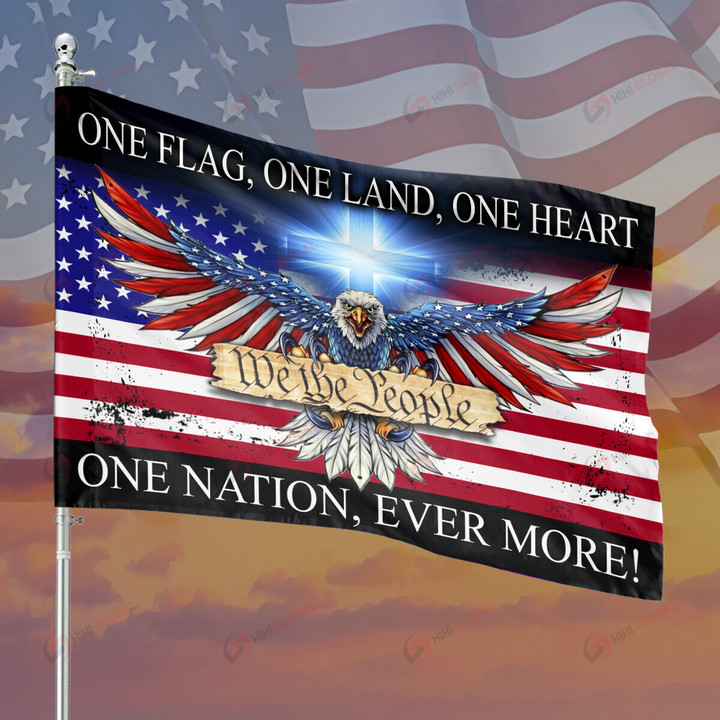 One Flag One Land One Heart One Nation Ever More God Christian ALL OVER PRINTED FLAG