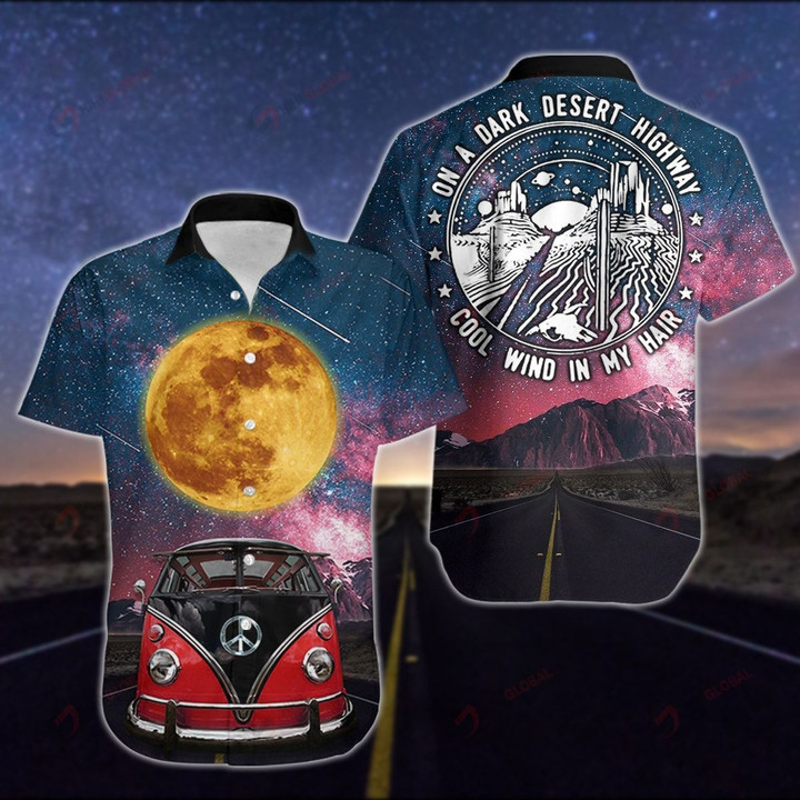Camping On a dark desrt highway Campervan Camping Car Galaxy Moon ALL OVER PRINTED SHIRT 0626100