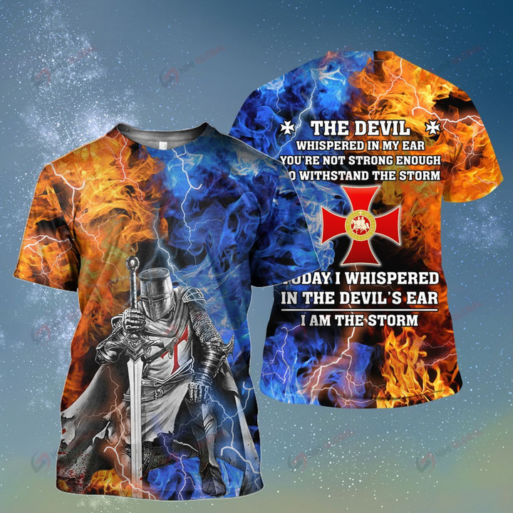 God The devil whispered in my ear Fire Water Knight Templar ALL OVER PRINTED SHIRT HH0710102