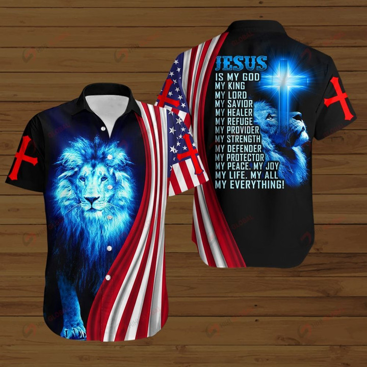 Jesus is my everything American Flag blue lion ALL OVER PRINTED SHIRTS DH081301