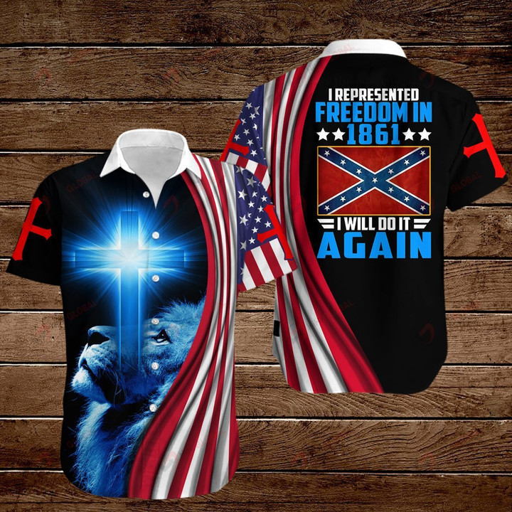 Confederate States of America Flag I reperesented freedom in 1861 I will do it again ALL OVER PRINTED SHIRTS hoodie 3d 0820905