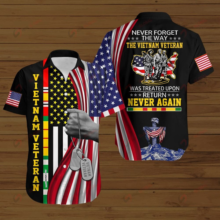 Never forget the way the VietNam veteran was treated upon return never again US Flag ALL OVER PRINTED SHIRTS DH090405